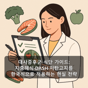 대사증후군 식단 가이드: 지중해식·DASH·저탄고지를 한국식으로 적용하는 현실 전략