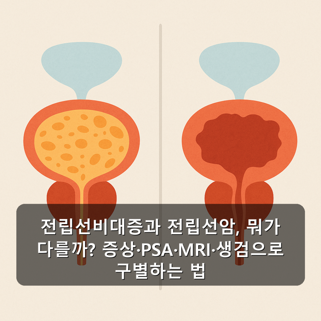 전립선비대증과 전립선암, 뭐가 다를까? 증상·PSA·MRI·생검으로 구별하는 법