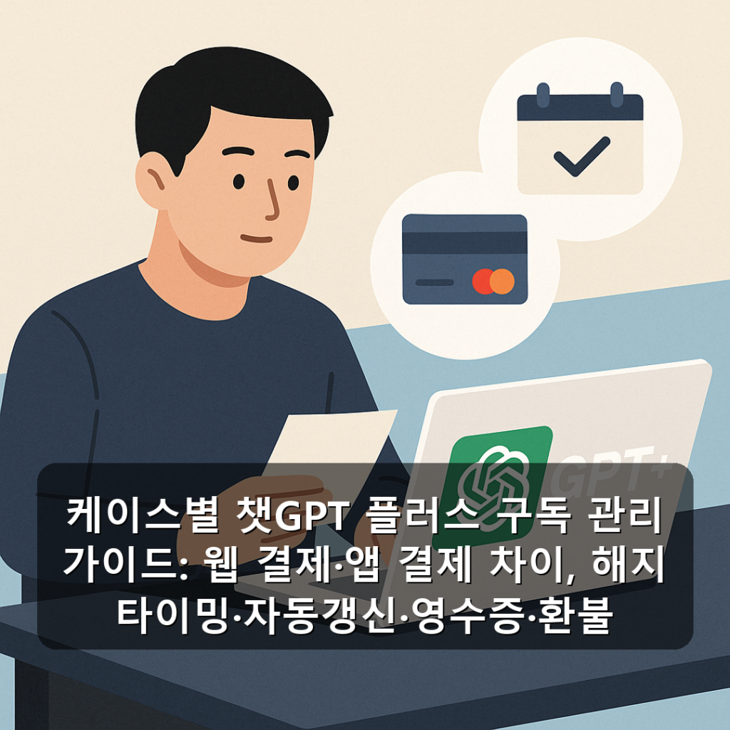 케이스별 챗GPT 플러스 구독 관리 가이드: 웹 결제·앱 결제 차이, 해지 타이밍·자동갱신·영수증·환불